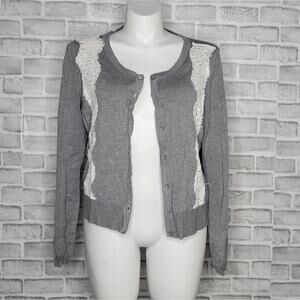 Torrid Gray and White Lace Button Front Cardigan, size 1